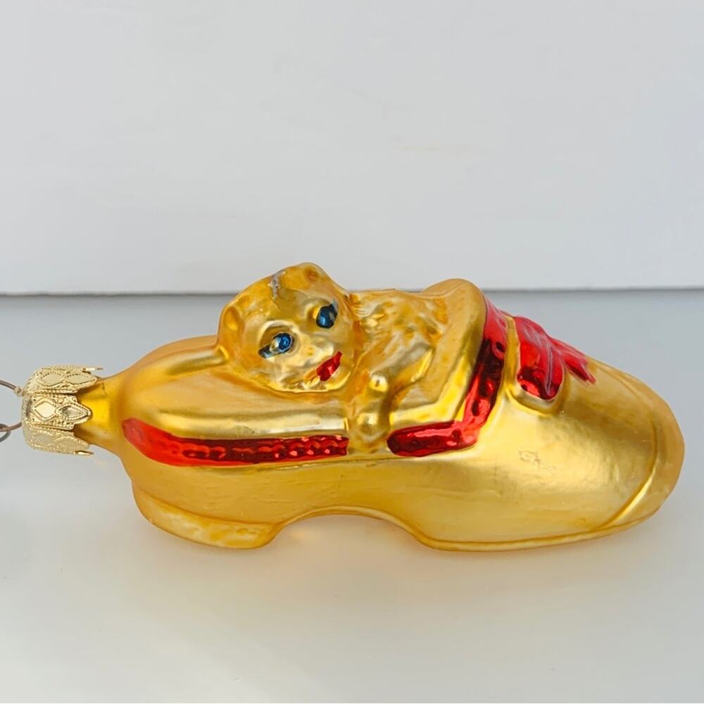 Vintage Christborn Glass Cat Shoe Ornament